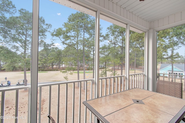 view of unfurnished sunroom