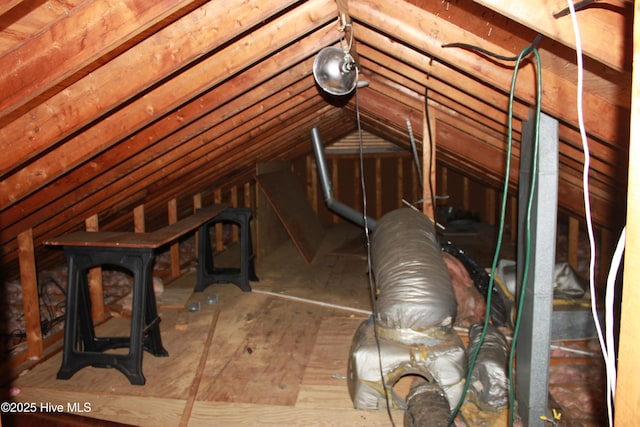 view of unfinished attic