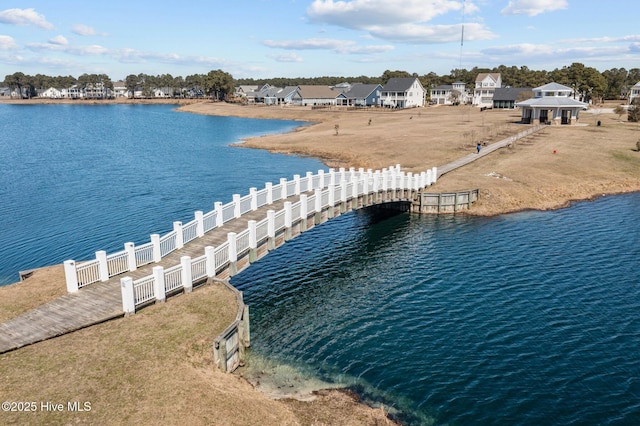 water view with a gazebo and a residential view