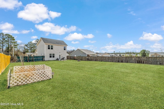 view of yard featuring a fenced backyard