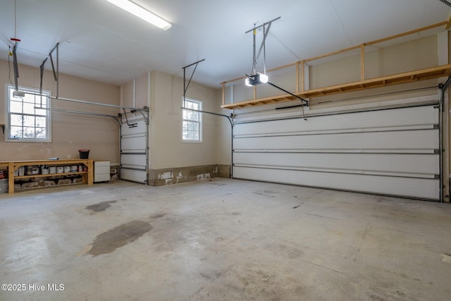 garage with a garage door opener