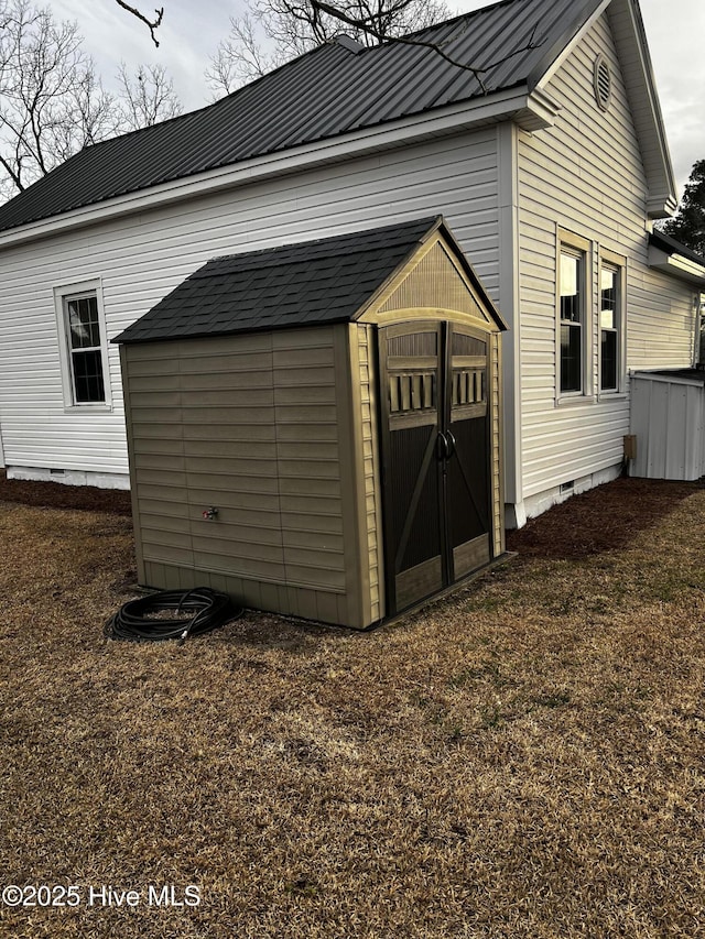 view of shed