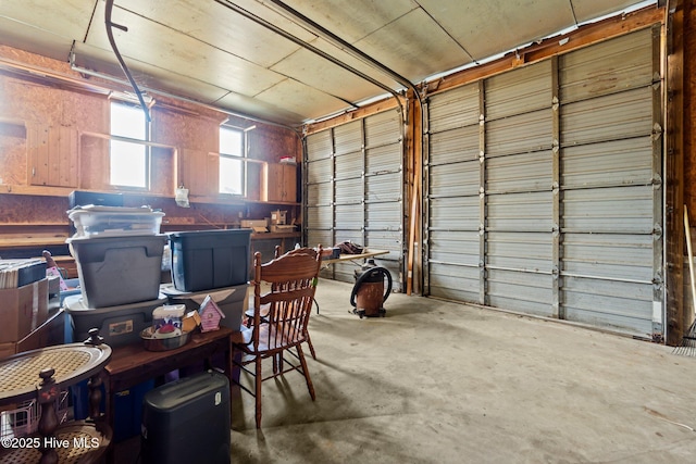 garage with metal wall