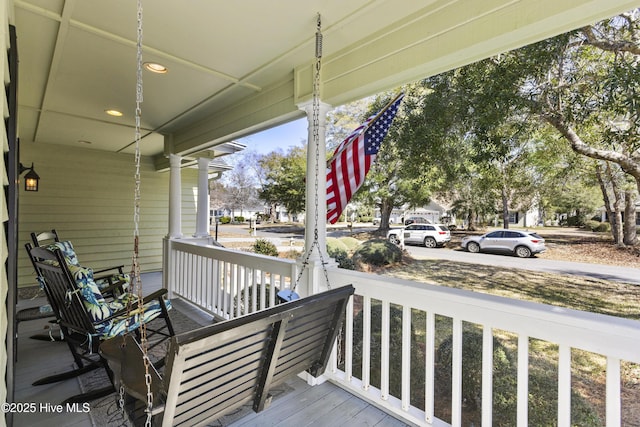 deck with a porch