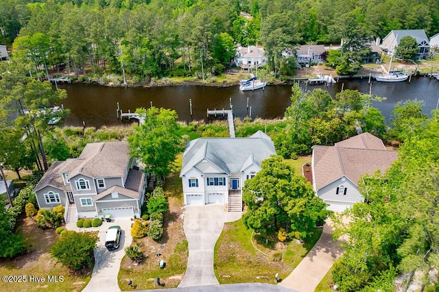 917 Hearthside Ct, New Bern, NC 28560 - aerial perspective of suburban area with a large body of water