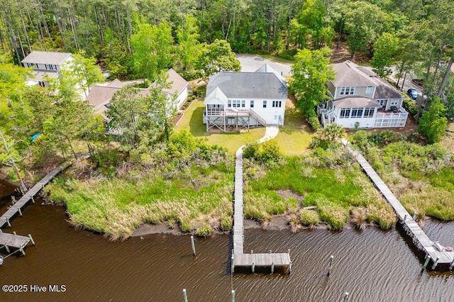 917 Hearthside Ct, New Bern, NC 28560 - view from above of property with a nearby body of water and a forest