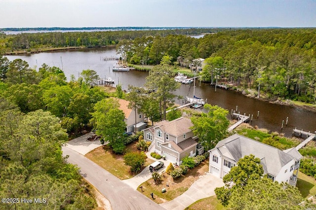 917 Hearthside Ct, New Bern, NC 28560 - bird's eye view of a nearby body of water and a heavily wooded area