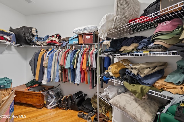 spacious closet featuring wood finished floors