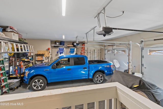 garage with a garage door opener