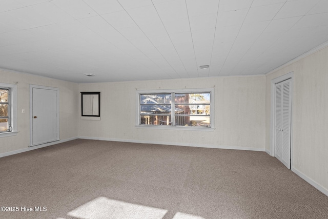 empty room with carpet, baseboards, and a wealth of natural light