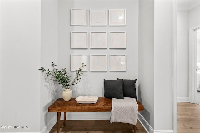 sitting room featuring baseboards and wood finished floors