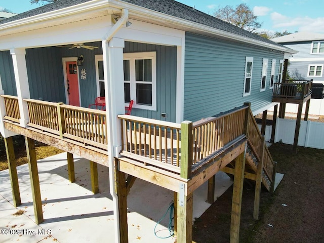 wooden deck with stairway