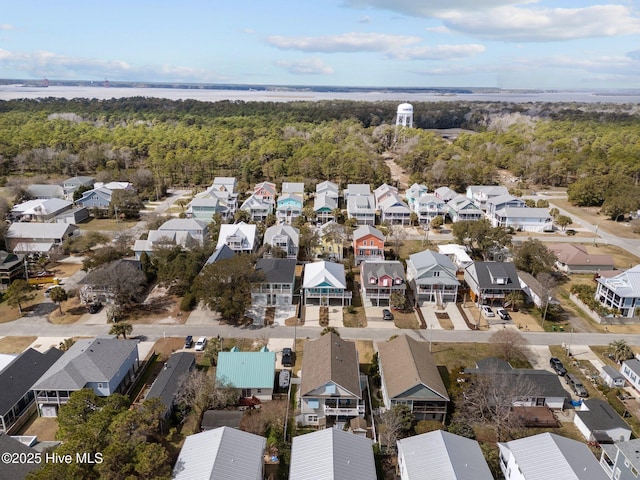 bird's eye view with a view of trees and a residential view