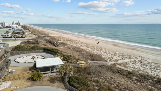 view of water feature with a view of the beach