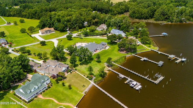 bird's eye view featuring a water view