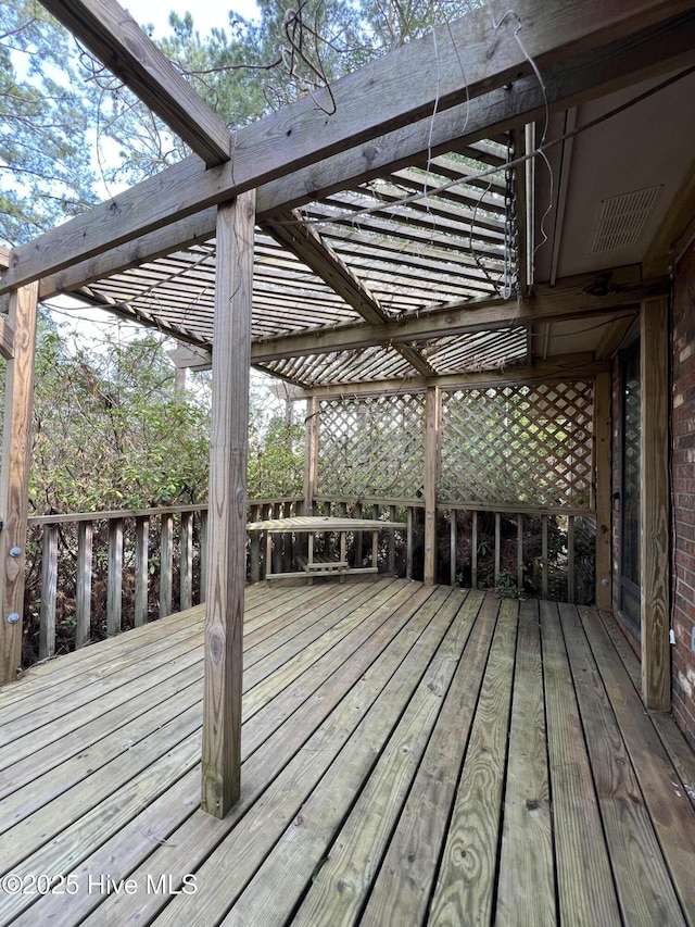 wooden terrace with a pergola