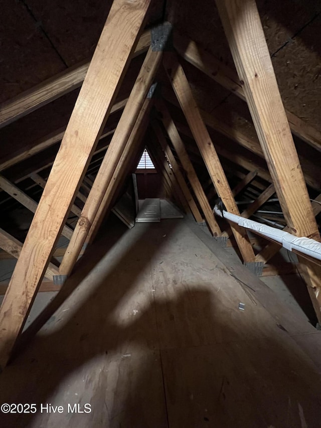 view of unfinished attic