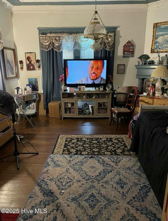 living room with wood finished floors