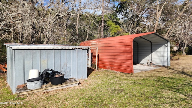 view of shed featuring a detached carport