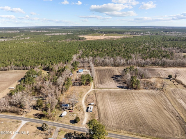 birds eye view of property featuring a rural view