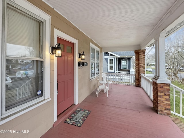 deck with covered porch