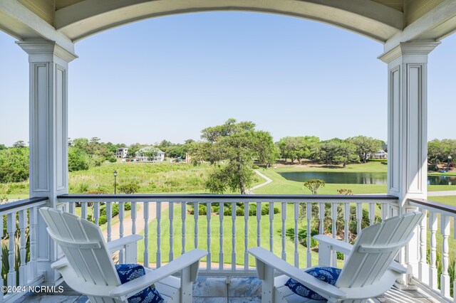 balcony with a water view