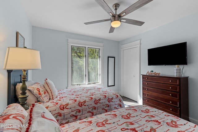 bedroom featuring ceiling fan