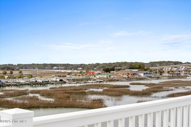 view of yard with a water view