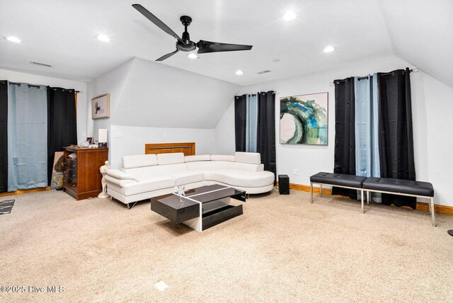 bedroom featuring carpet and lofted ceiling