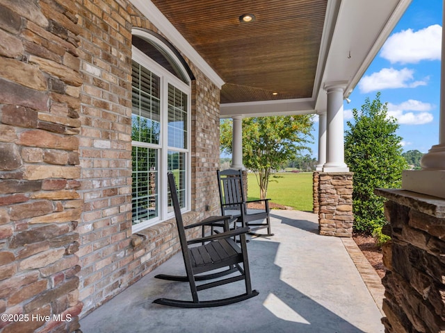 view of patio featuring covered porch