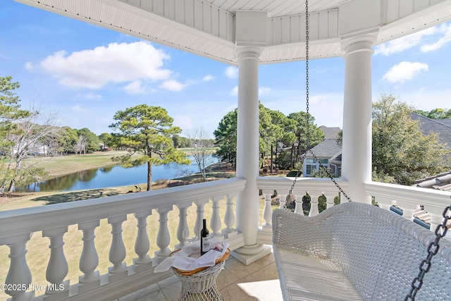 balcony with a water view