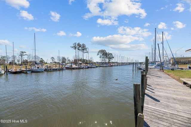 view of dock featuring a water view