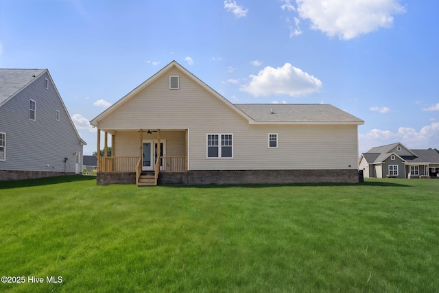 4506 Fairhaven Dr W, Wilson, NC 27893 - back of house featuring a yard, a ceiling fan, and a porch