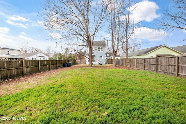 view of yard with a fenced backyard