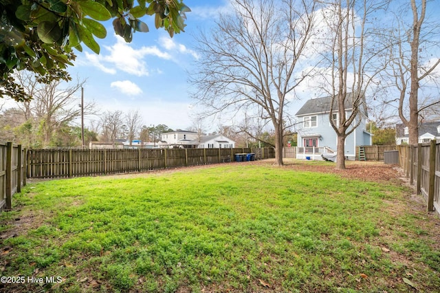 view of yard featuring a fenced backyard