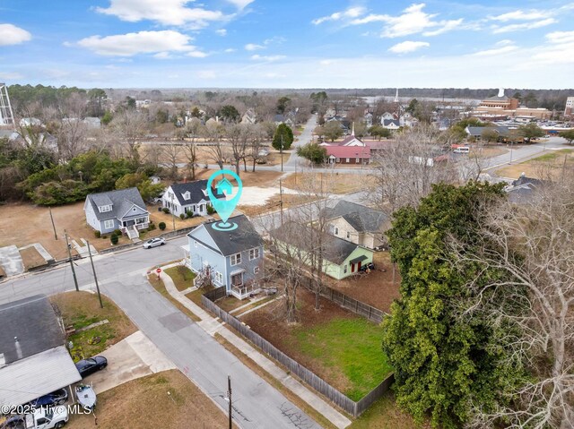 drone / aerial view with a residential view