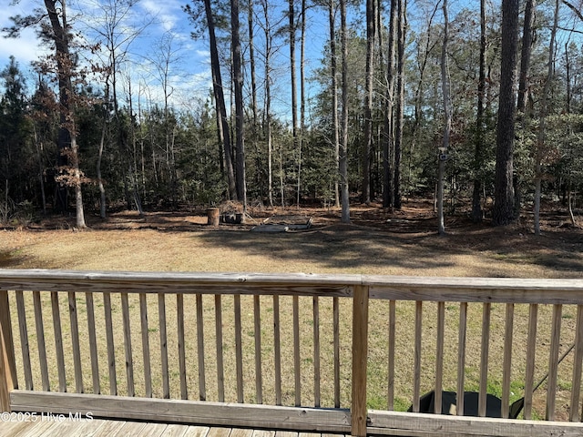 deck with a forest view