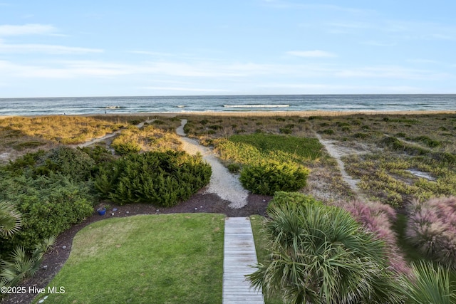 view of water feature with a view of the beach