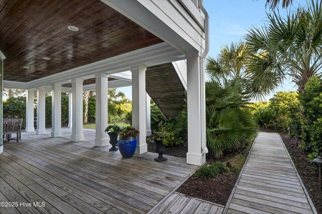 deck featuring covered porch