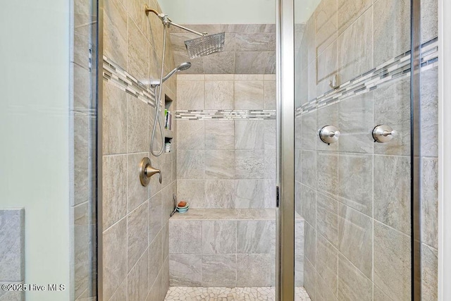 bathroom featuring a stall shower