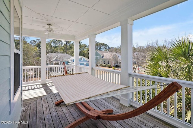 deck featuring a ceiling fan