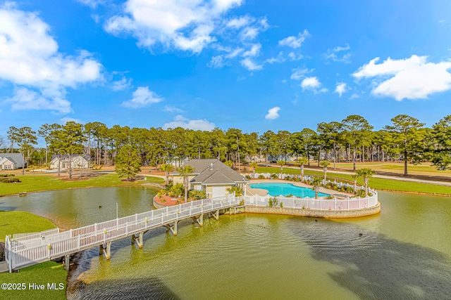 view of dock featuring a water view