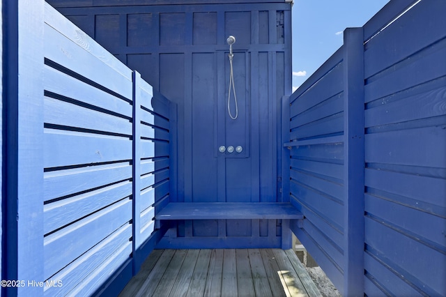 exterior space featuring a sauna