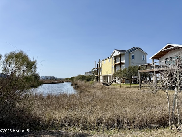 exterior space featuring a water view