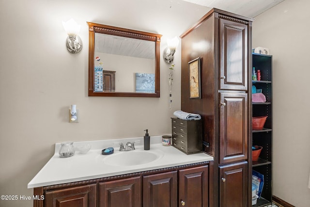 122 Charlie Lewis Ln, Beaufort, NC 28516 - bathroom with vanity and wooden ceiling