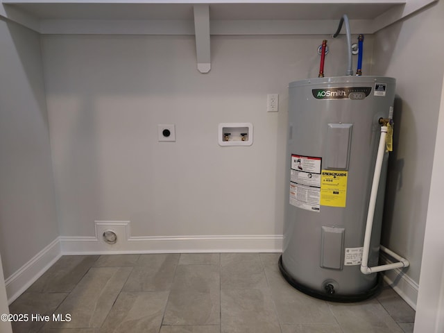 utility room with electric water heater