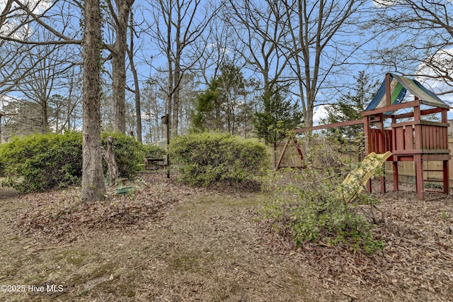 view of yard with a playground