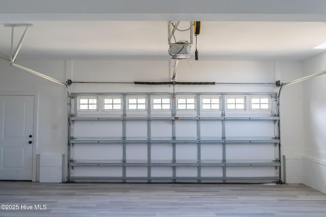 garage with a garage door opener