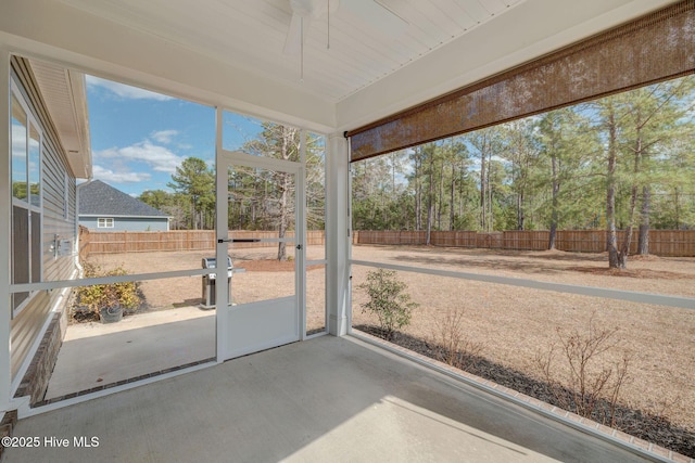 view of unfurnished sunroom