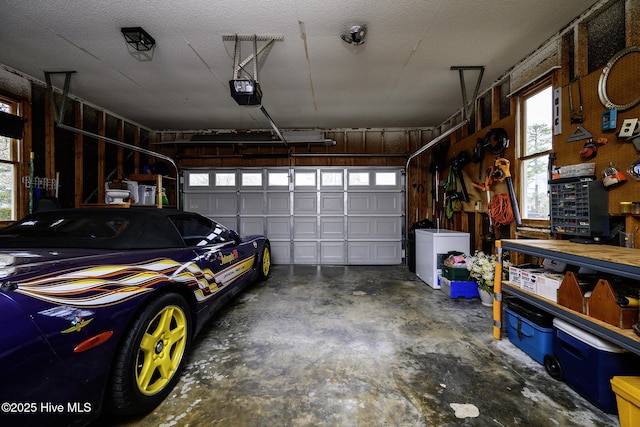 garage with a garage door opener